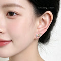 Gold Mini Bow Crystal Baguette Pave Stud Earrings Pair view 2