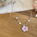 Colorful Beaded Flower Pendant Necklaces in Four Colors view 3