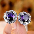 Round Floral Cluster Stud Earrings In Five Center Colors view 6