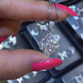 Silver Tone Diamond Cluster Crystal Pendant Necklace view 2