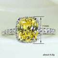 Yellow Cushion Solitaire Halo Ring In Polished Silver Tone view 5