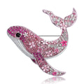 Jeweled Whale Brooch in Blue Pink and Green Jacket and Scarf Accessory view 5