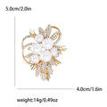 Pearl Cluster Flower Brooch Rhinestone Leaves Four Metal Tones view 8