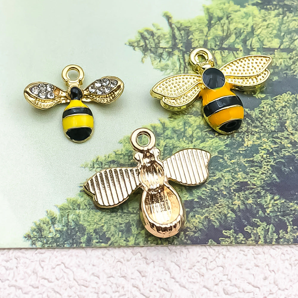 Enamel Zinc Alloy Bee Daisy Honeycomb Honey Jar Charm Pendant for DIY Keychain Jewelry
