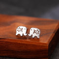 Silver Tone Elephant Cutout Stud Earrings Polished Metal Jewelry view 4