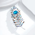 Blue Feather Crystal Metal Brooch Pin for Jackets and Lapels view 5