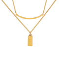 Double Layer Curved Bar and Engraved Tag Pendant Necklace view 5