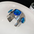 Silver Wide Open Cuff Bracelets Three Square Crystals Five Colors view 7