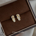 Gold Tone Clear Stone Flip Flop Mini Stud Earrings For Women view 3