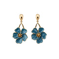 Enamel Flower Drop Earrings in Six Bright Color Options view 5