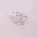 Round Solitaire Two-Ring Set In Polished Silver Tone view 4