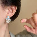 Floral Crystal Stud Earrings in Blue and White Designs view 3