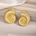 Oversized Textured Spiral Shell Stud Earrings in Two Colors view 3