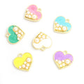 Pastel Enamel Heart Charms with Pearl Accents in Six Colors view 5