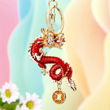 Mixed Jeweled Chinese Dragon Keychains in Forty Seven Pictured Styles