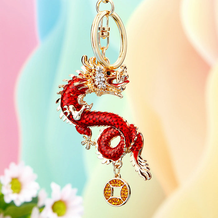 Mixed Jeweled Chinese Dragon Keychains in Forty Seven Pictured Styles