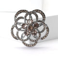 Layered Petal Rhinestone Flower Brooch in Two Finishes view 2