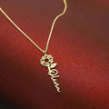 Sunflower Olivia Name Script Pendant Necklace Silver Gold view 2