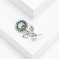 Iridescent Shell Sunflower Brooch With Silver Tone Stem view 2