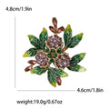 Enamel Leaf Floral Cluster Rhinestone Brooch Three Colors view 8