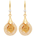 Gold Tone Heart Cuff and Floral Disc Drop Earrings view 5