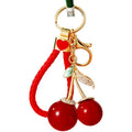 Jeweled Twin Cherry Keychains with Plain or Braided Hardware view 5