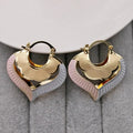 Gold Tone Layered Heart Huggie Earrings with Pastel Enamel view 2