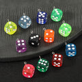 Acrylic Dice Charm Pendant With Silver-Tone Loop Fourteen Colors view 1