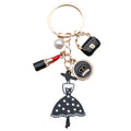 Black Dress Crown Heart and Heel Charm Keychain with Metal Hardware view 5