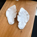 Oversized White Textured Irregular Leaf Stud Earrings view 6