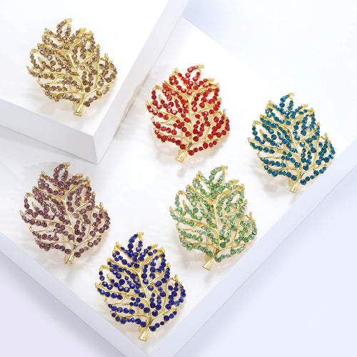 Crystal Leaf Brooch close-up highlighting the front decoration
