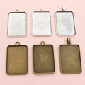 Rectangular Pendant Tray Settings in Three Metal Tones view 2