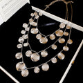 Three Tier Hammered Disc Necklace in Gold and Silver Tones view 7