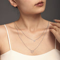 Double Layer Heart Zircon Necklace Gold Silver Open Hearts view 3
