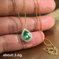 Gold Green Silver Clear Teardrop Halo CZ Pendant Necklace view 5