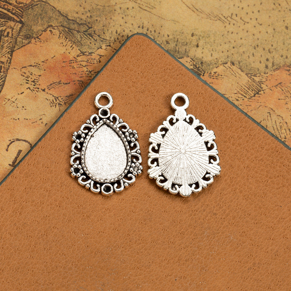 Vintage 14x10mm Teardrop Bezel Setting Pendant for DIY Necklaces