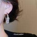 Silver Crystal Wrapped Hoop Earrings with Clustered Stones view 3