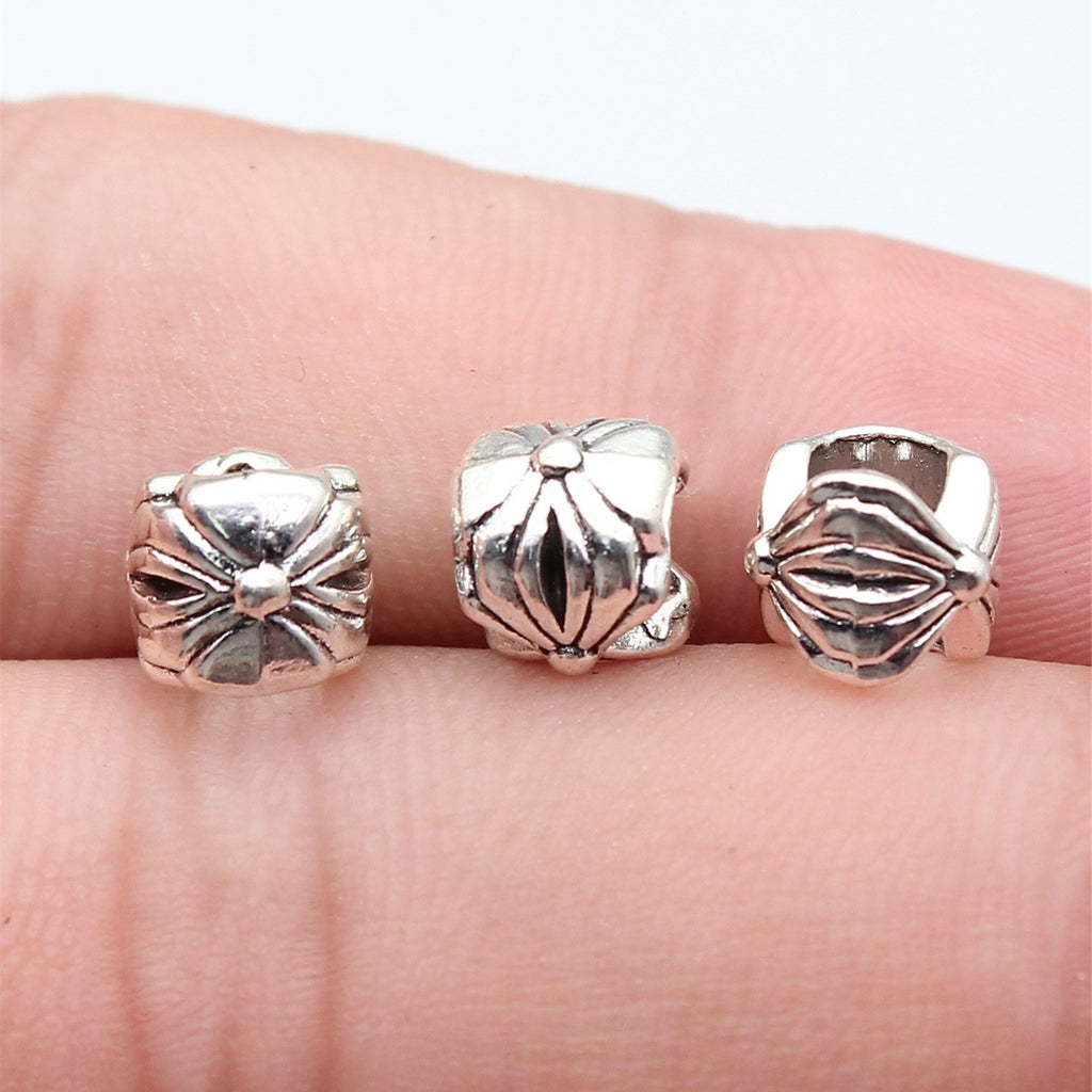 8.1x8.1x7.1mm 1g Antique Silver Zinc Alloy Large Hole Spacer Beads for DIY Bracelet Jewelry Making