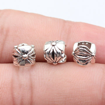 Folded Texture Round Large Hole Spacer Bead Metal Jewelry Making Component