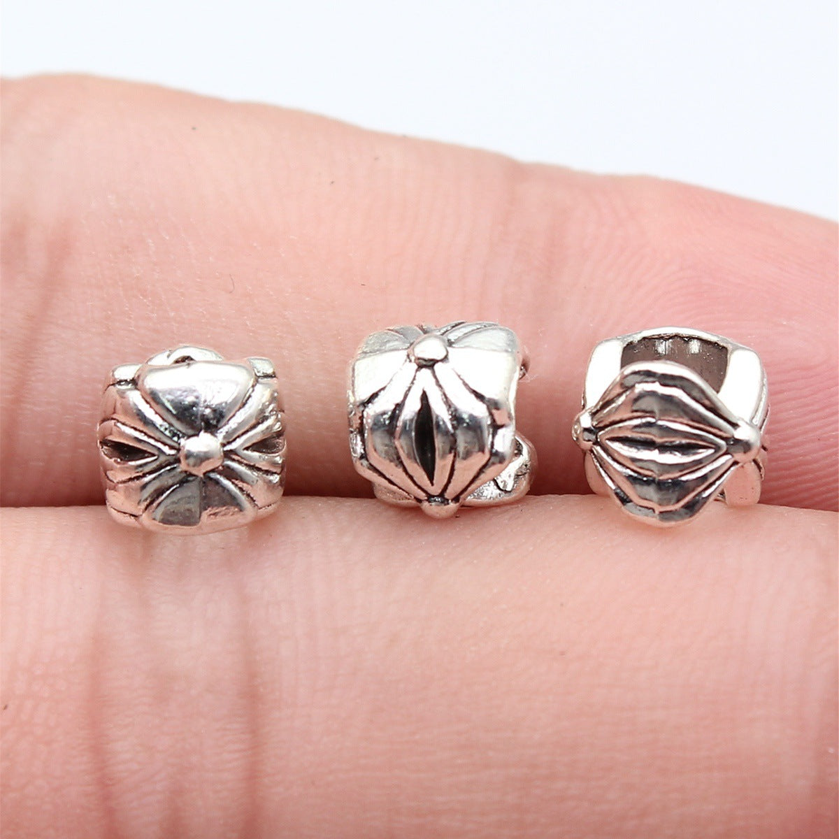 8.1x8.1x7.1mm 1g Antique Silver Zinc Alloy Large Hole Spacer Beads for DIY Bracelet Jewelry Making