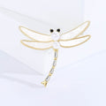 Shell Wing Dragonfly Brooch Pearl Body Gold Silver Tone view 4