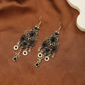 Antique Silver Black Filigree Chandelier Hook Earrings view 3