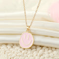 Gold Tone Colorful Enamel Oval Smiley Face Pendant Necklaces view 7