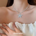 Seed Bead Resin Glitter Starfish Pendant Beach Necklace view 3