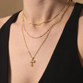 Zircon Bone Paw Print Necklace Bracelet Gold Steel Chain view 3