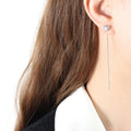 Gold Steel Heart Stud Earrings With Long Chain Tassel view 7