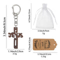Brown Wood Jesus Cross Keychain Silver Lobster Clasp view 2