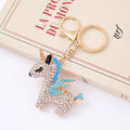Rhinestone Winged Unicorn Keychains Clear Body 3 Mane Colors view 7