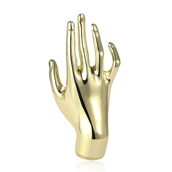 Polished Hand Brooch in Gold and Silver Tones for Jackets Scarves and Lapels