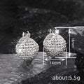 Woven Ball Clip Hoop Earrings Gold Or Silver Two Colors view 4